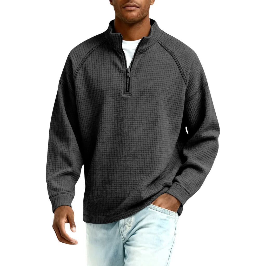 Maglione Waffle da Uomo con Mezza Zip — foto 3