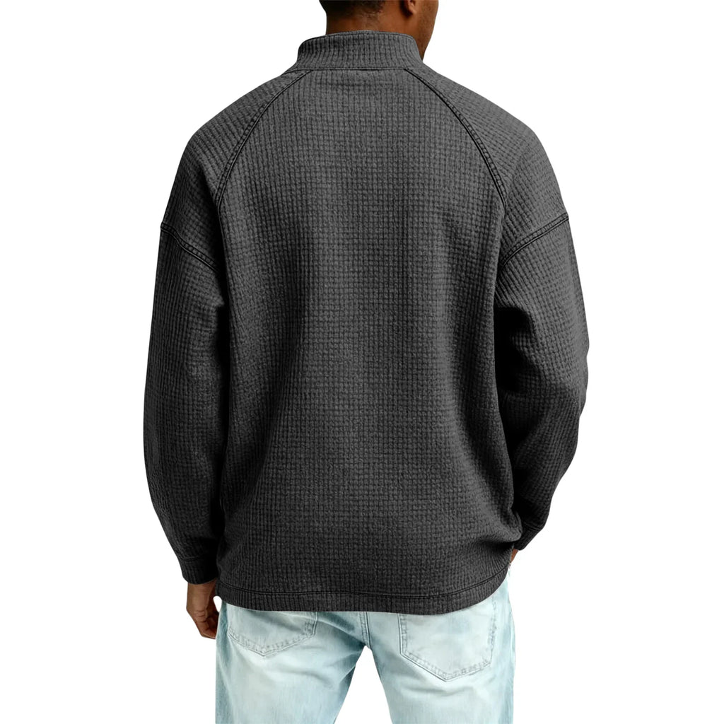 Maglione Waffle da Uomo con Mezza Zip — foto 4