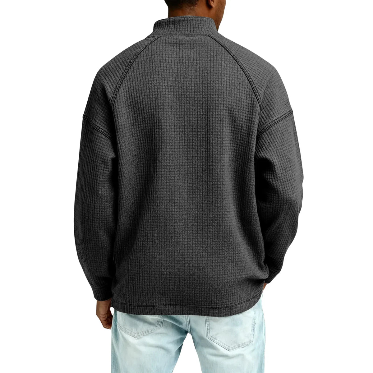 Maglione Waffle da Uomo con Mezza Zip — foto 4