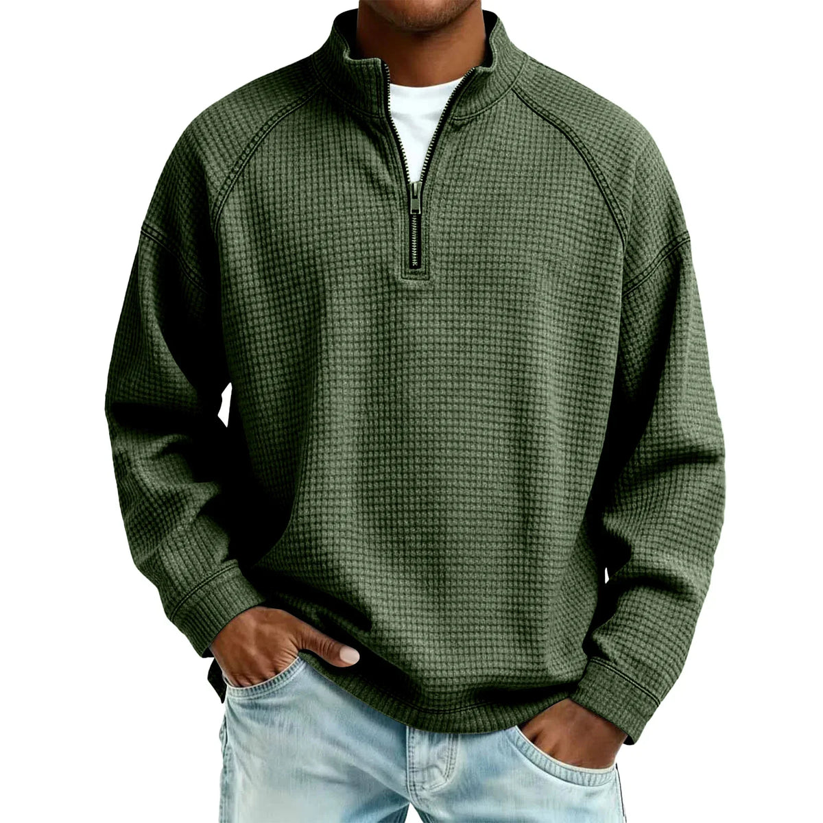 Maglione Waffle da Uomo con Mezza Zip — foto 6