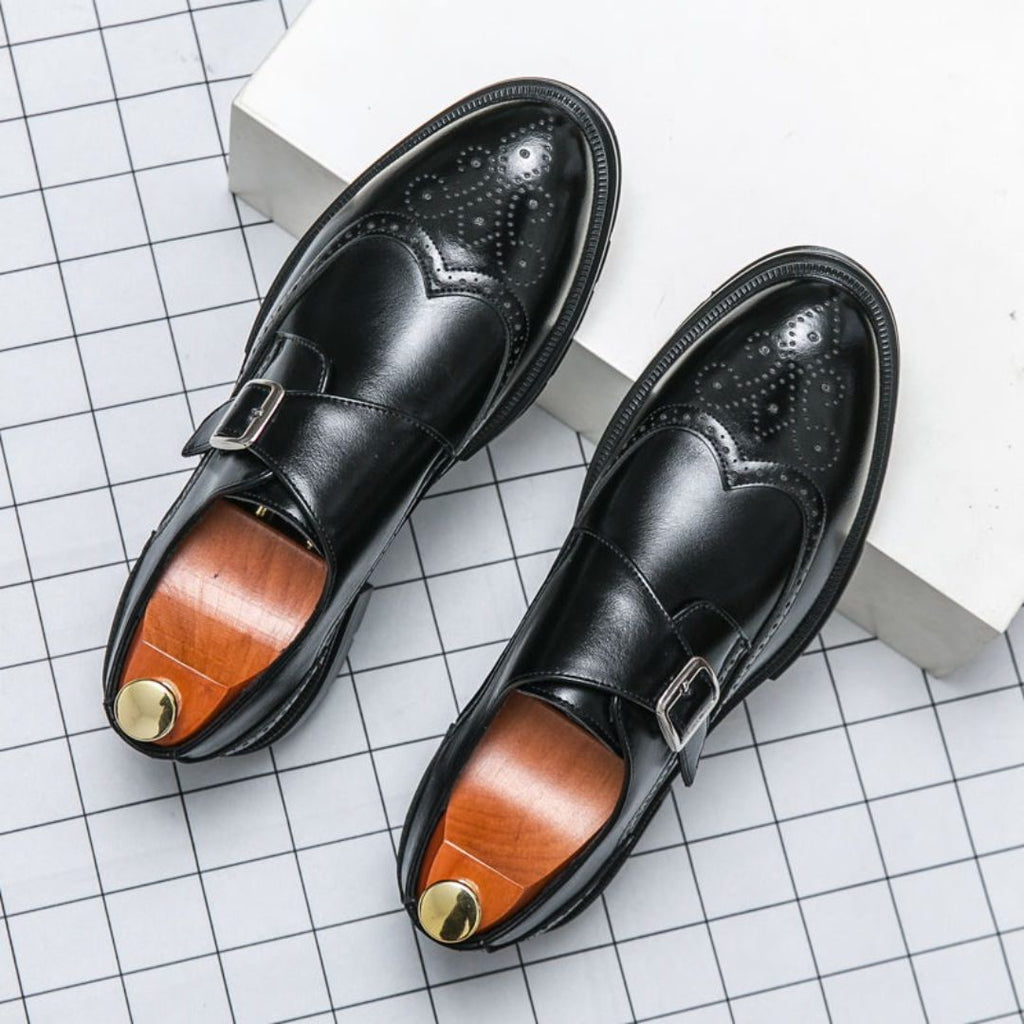 Scarpe Monk Strap da Uomo con Decori Brogue