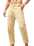 Pantaloni in Lino e Cotone da Uomo con Elastico