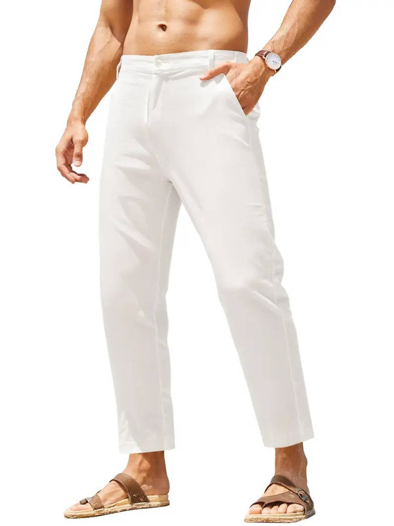 Pantaloni in Lino e Cotone da Uomo con Elastico — foto 3