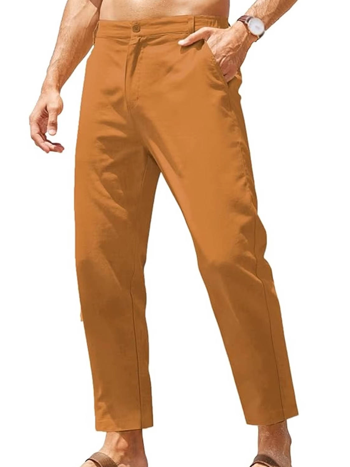 Pantaloni in Lino e Cotone da Uomo con Elastico — foto 5