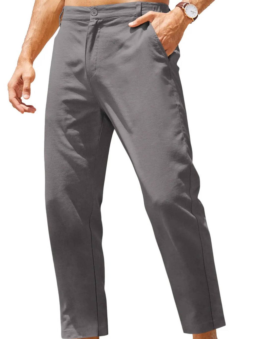 Pantaloni in Lino e Cotone da Uomo con Elastico — foto 7