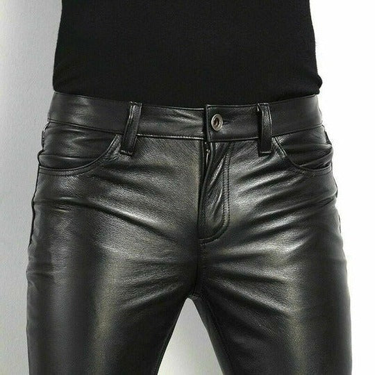 Pantaloni da Uomo Effetto Pelle Gamba Dritta — foto 4