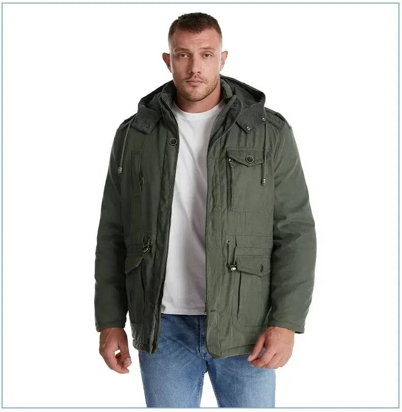 Parka Imbottito da Uomo con Cappuccio Antivento