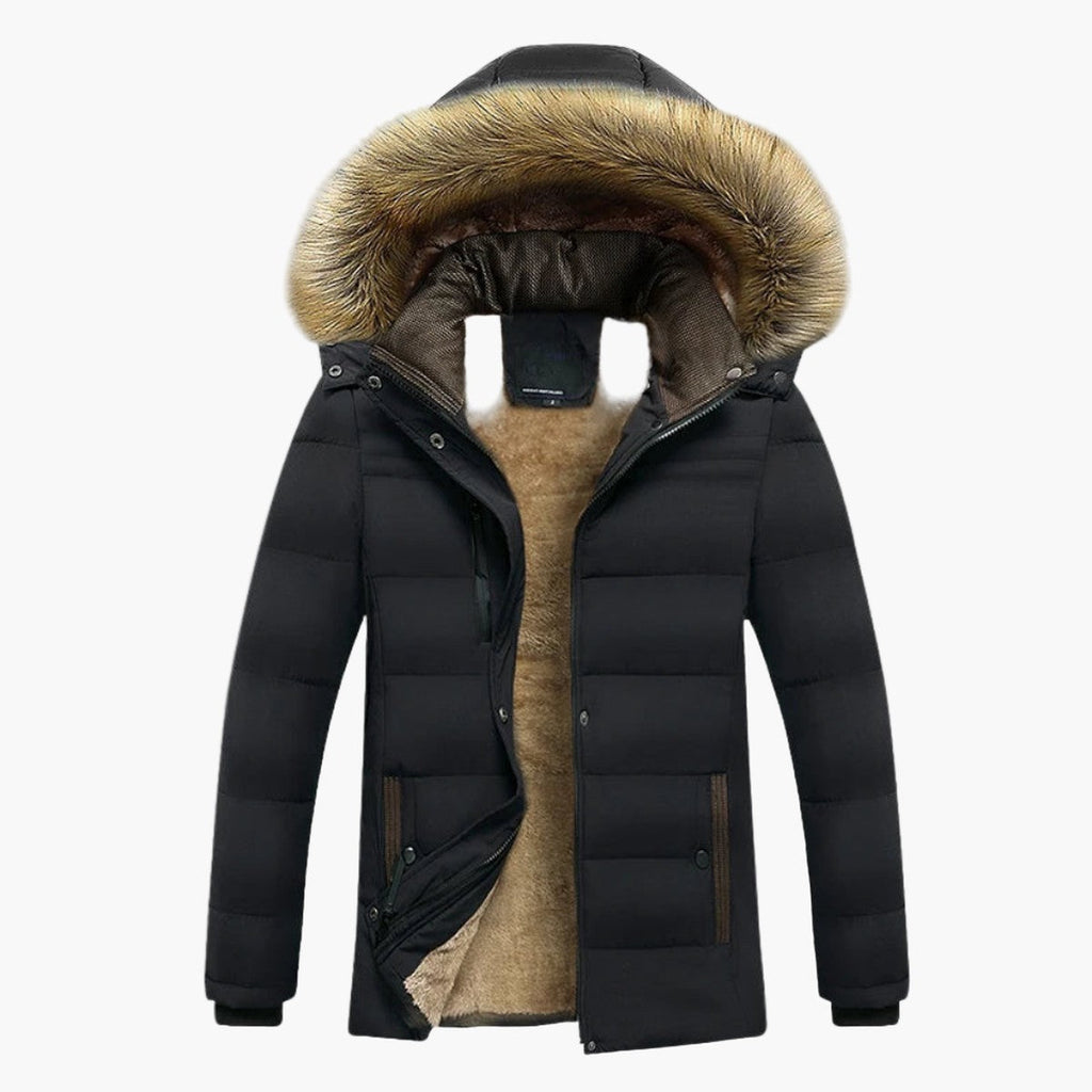 Parka Termico da Uomo con Cappuccio in Eco Pelliccia