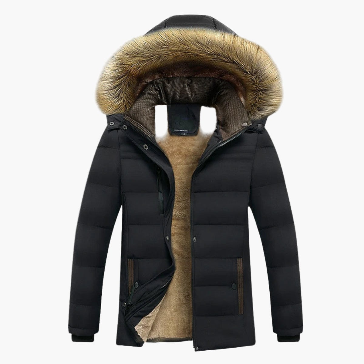 Parka Termico da Uomo con Cappuccio in Eco Pelliccia