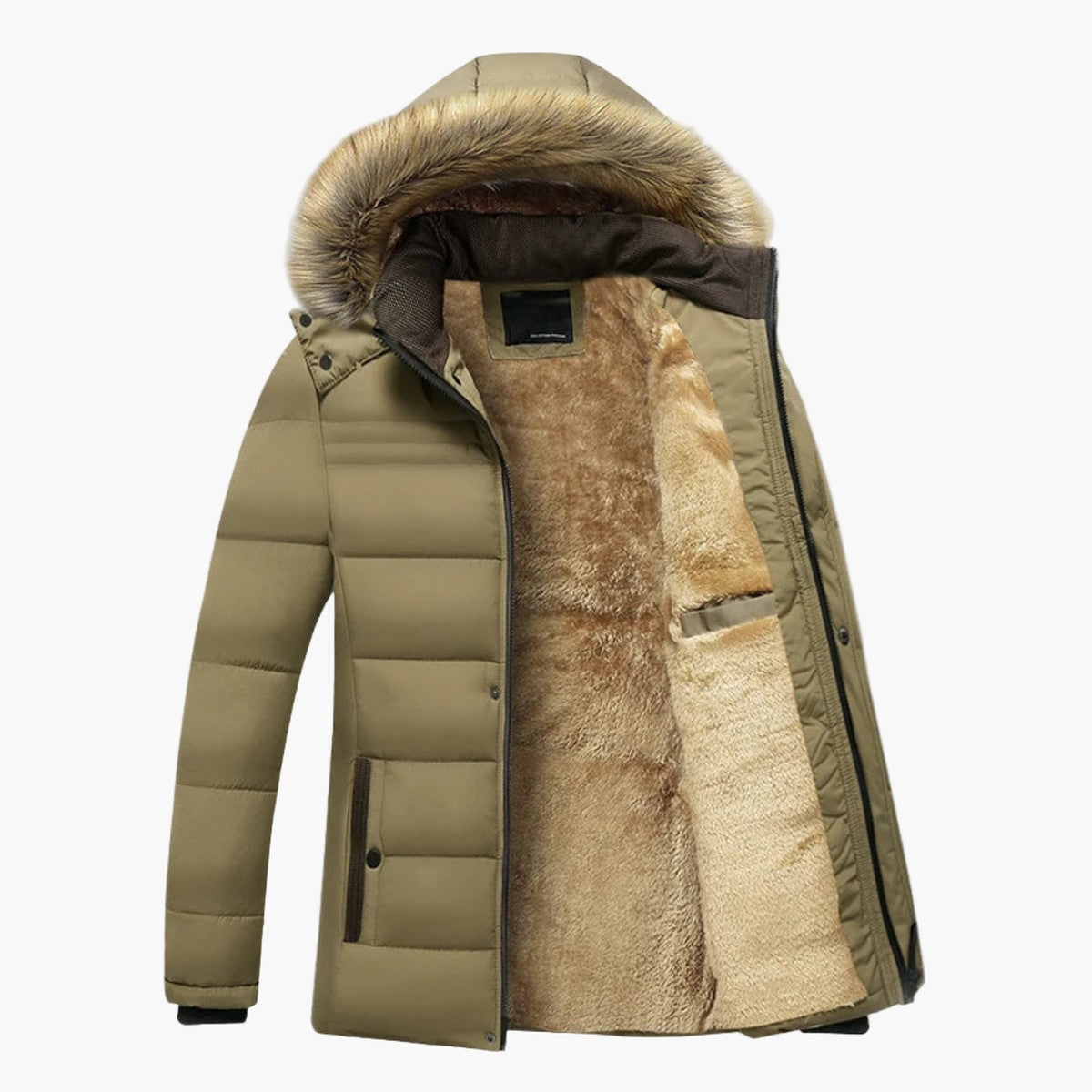 Parka Termico da Uomo con Cappuccio in Eco Pelliccia — foto 7
