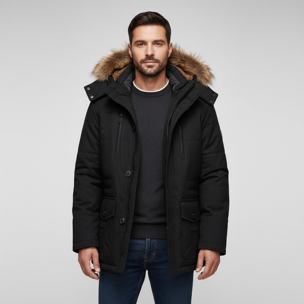 Parka da Uomo con Cappuccio Bordato in Pelo — foto 5