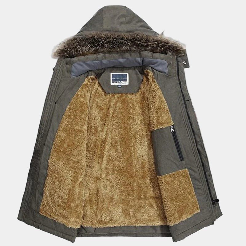 Parka da Uomo con Cappuccio Bordato in Pelo — foto 6