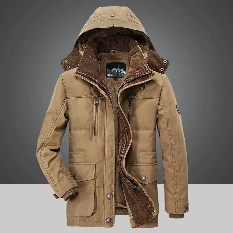 Parka da Uomo Foderato in Pile con Zip Intera