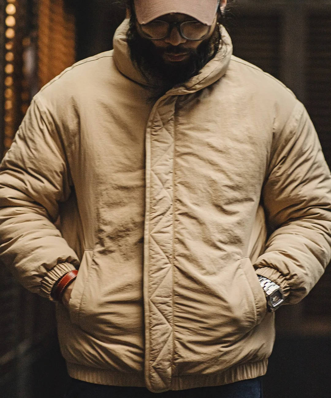 Piumino Beige da Uomo con Collo Regolabile — foto 2