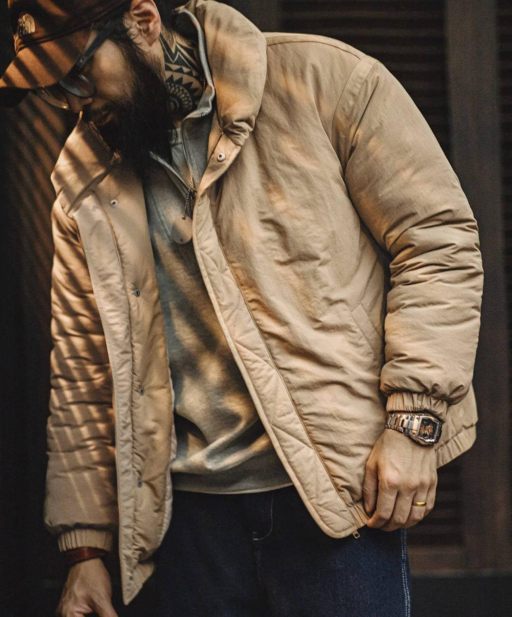 Piumino Beige da Uomo con Collo Regolabile — foto 6