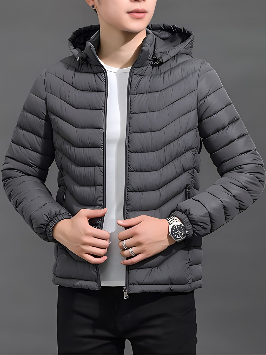 Piumino da Uomo con Cappuccio e Zip Intera — foto 2
