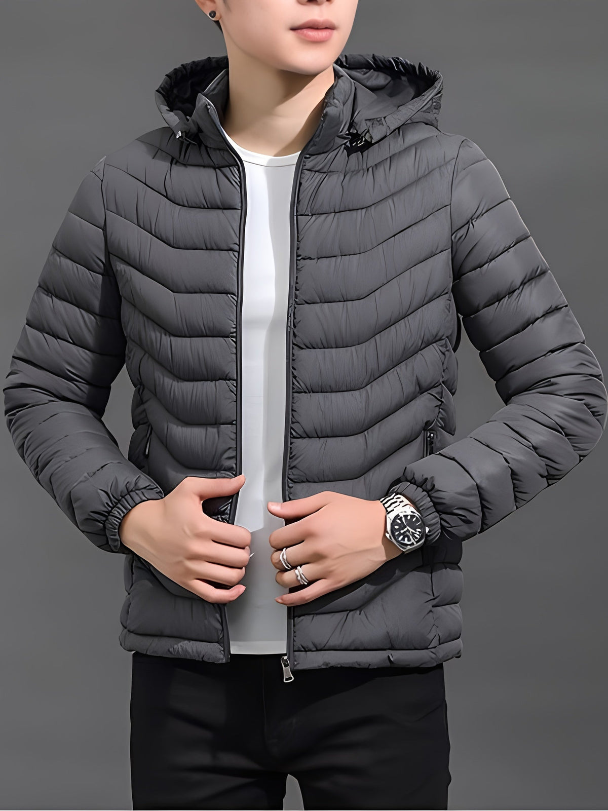 Piumino da Uomo con Cappuccio e Zip Intera — foto 2
