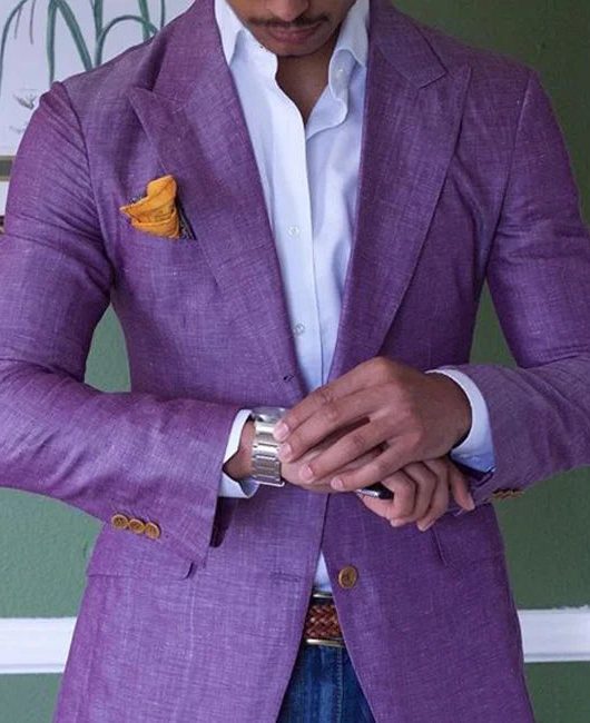 Blazer da Uomo a Quadri con Revers a Lancia — foto 4