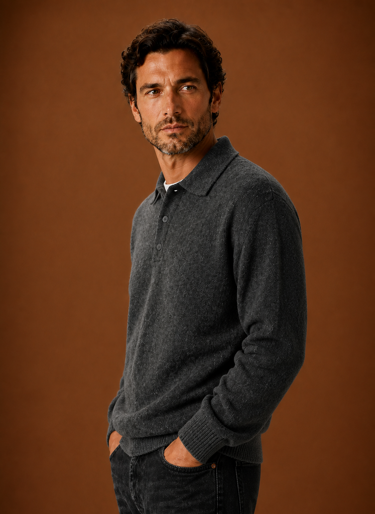 Polo in Maglia da Uomo a Maniche Lunghe — foto 15