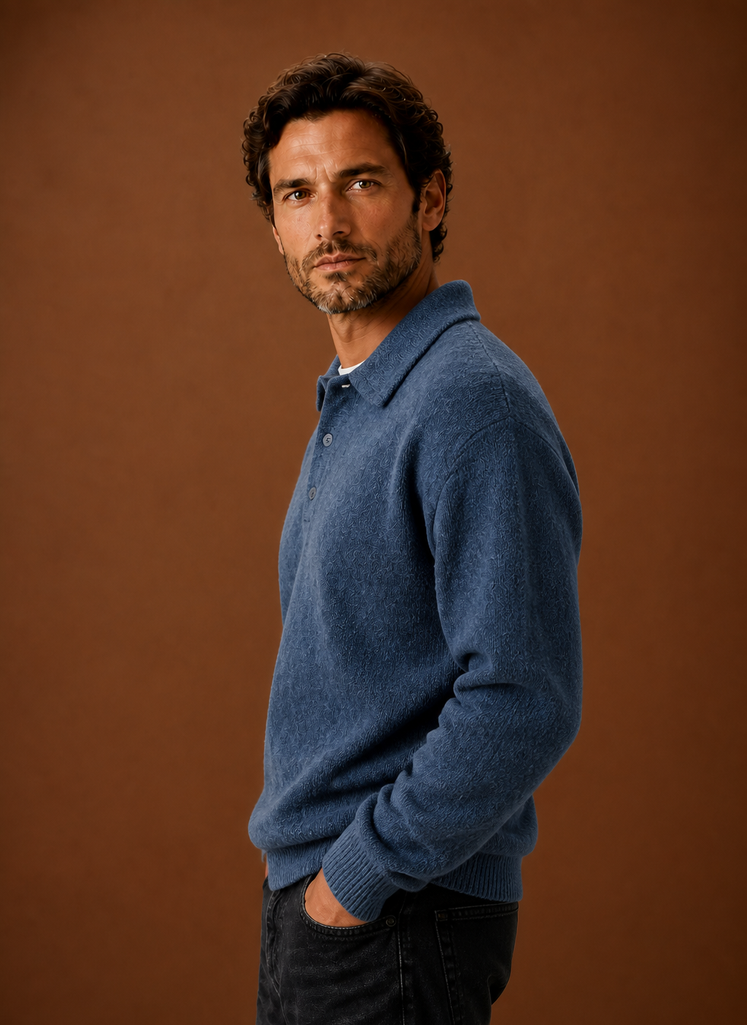 Polo in Maglia da Uomo a Maniche Lunghe — foto 2