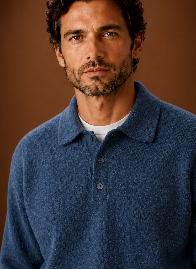 Polo in Maglia da Uomo a Maniche Lunghe — foto 4