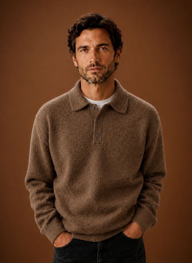 Polo in Maglia da Uomo a Maniche Lunghe — foto 5