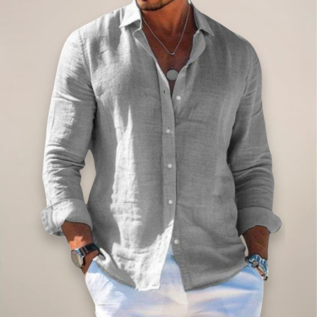 Camicia in Lino da Uomo Vestibilità Rilassata