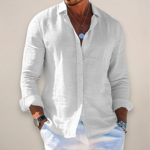 Camicia in Lino da Uomo Vestibilità Rilassata — foto 2