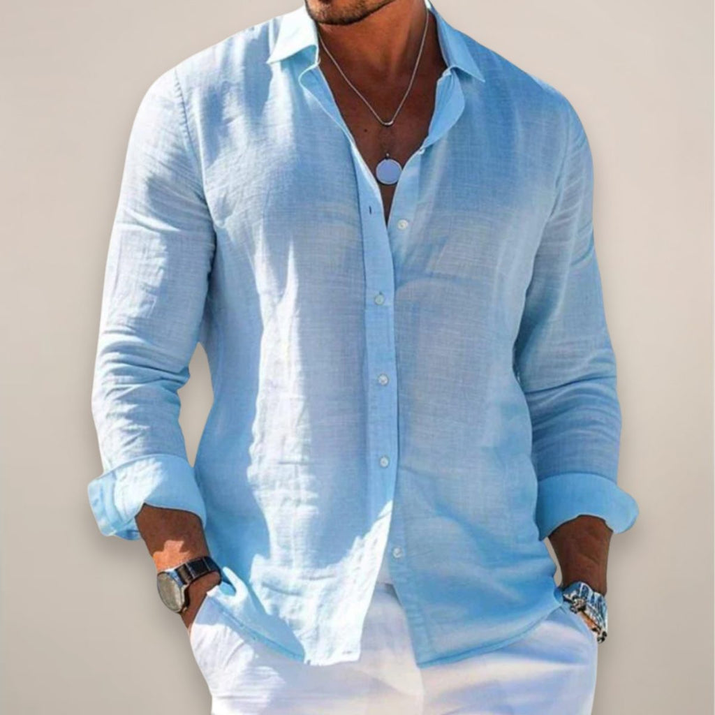 Camicia in Lino da Uomo Vestibilità Rilassata — foto 3