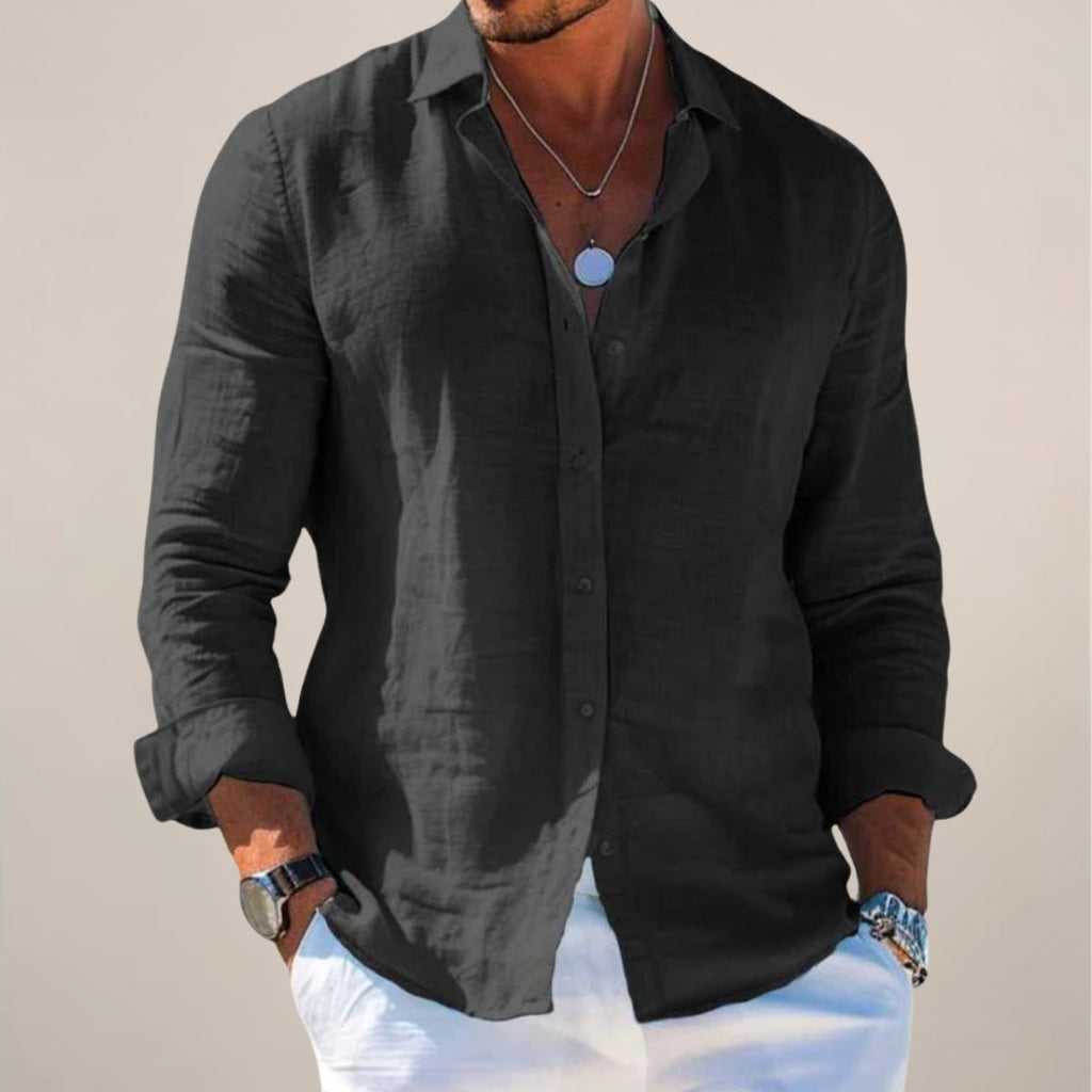 Camicia in Lino da Uomo Vestibilità Rilassata — foto 4