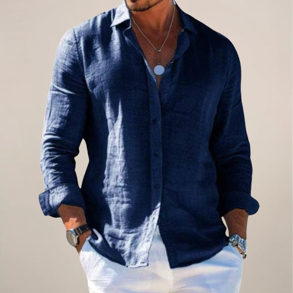 Camicia in Lino da Uomo Vestibilità Rilassata — foto 5