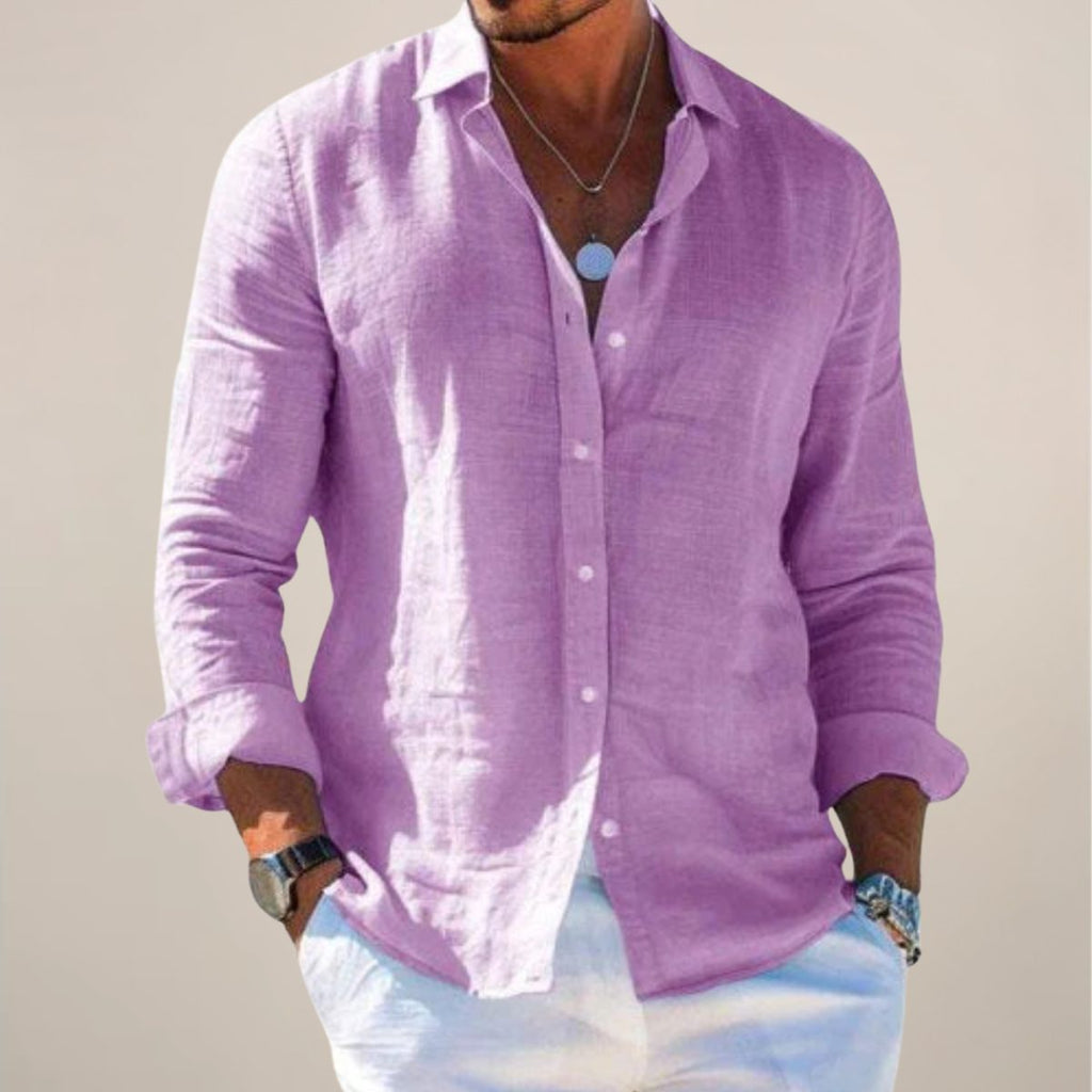 Camicia in Lino da Uomo Vestibilità Rilassata — foto 6