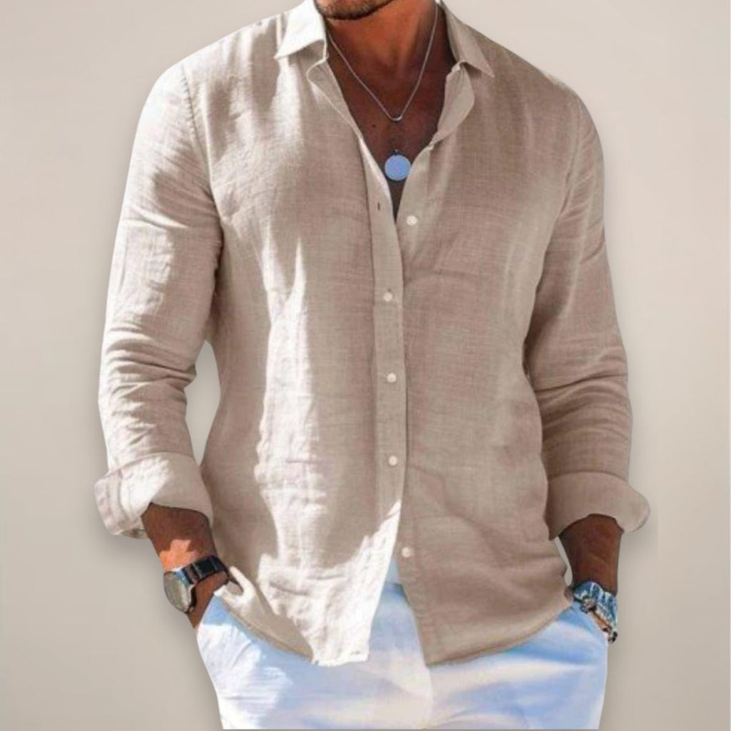 Camicia in Lino da Uomo Vestibilità Rilassata — foto 7
