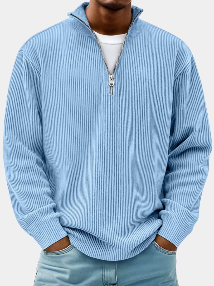 Maglione a Costine da Uomo Mezza Zip