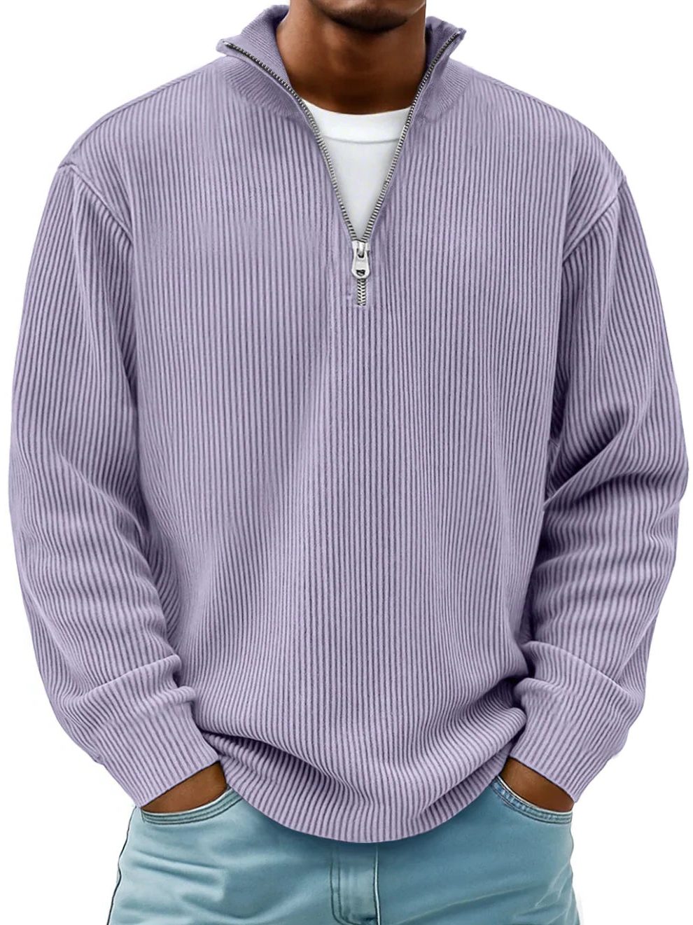 Maglione a Costine da Uomo Mezza Zip — foto 10