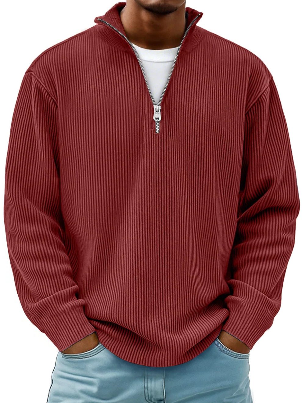 Maglione a Costine da Uomo Mezza Zip — foto 11