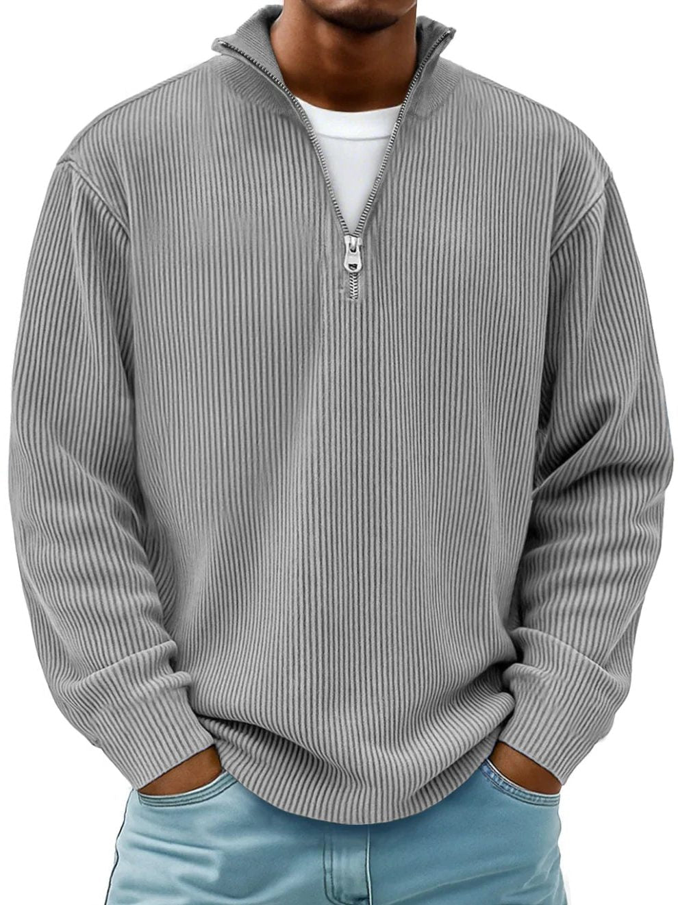 Maglione a Costine da Uomo Mezza Zip — foto 3