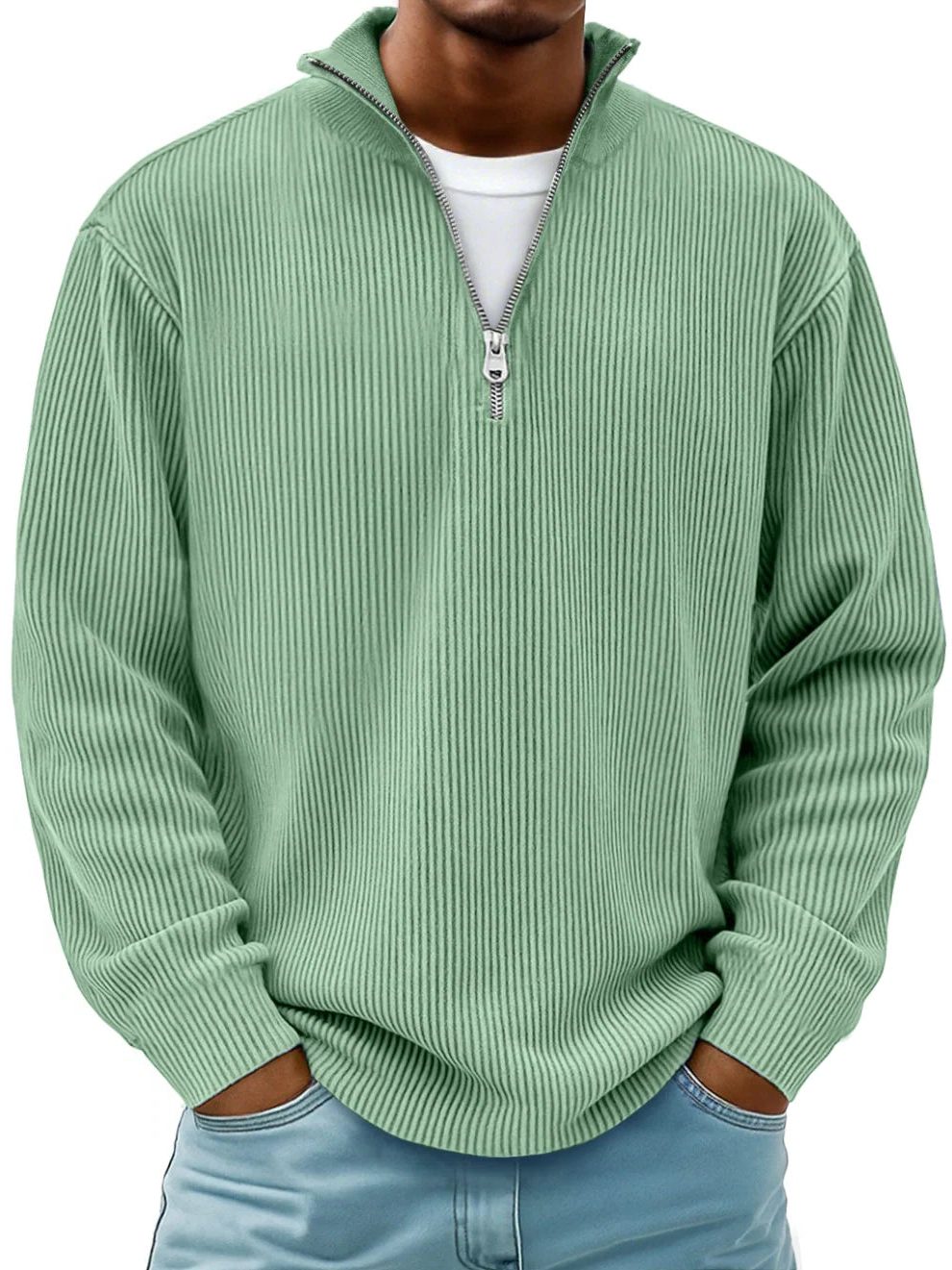 Maglione a Costine da Uomo Mezza Zip — foto 4