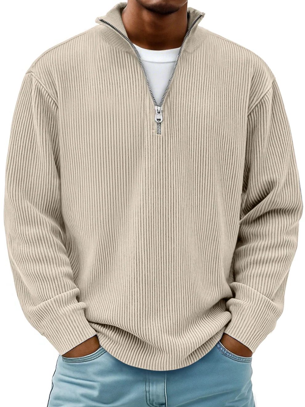 Maglione a Costine da Uomo Mezza Zip — foto 5