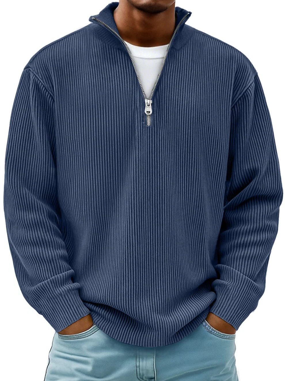 Maglione a Costine da Uomo Mezza Zip — foto 6