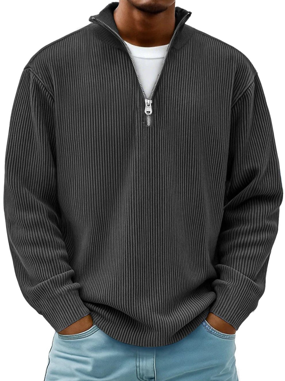 Maglione a Costine da Uomo Mezza Zip — foto 8