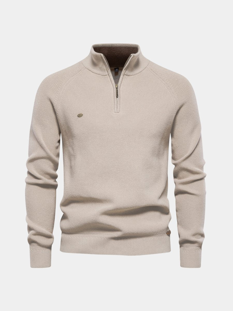 Maglione a Coste da Uomo con Mezza Zip