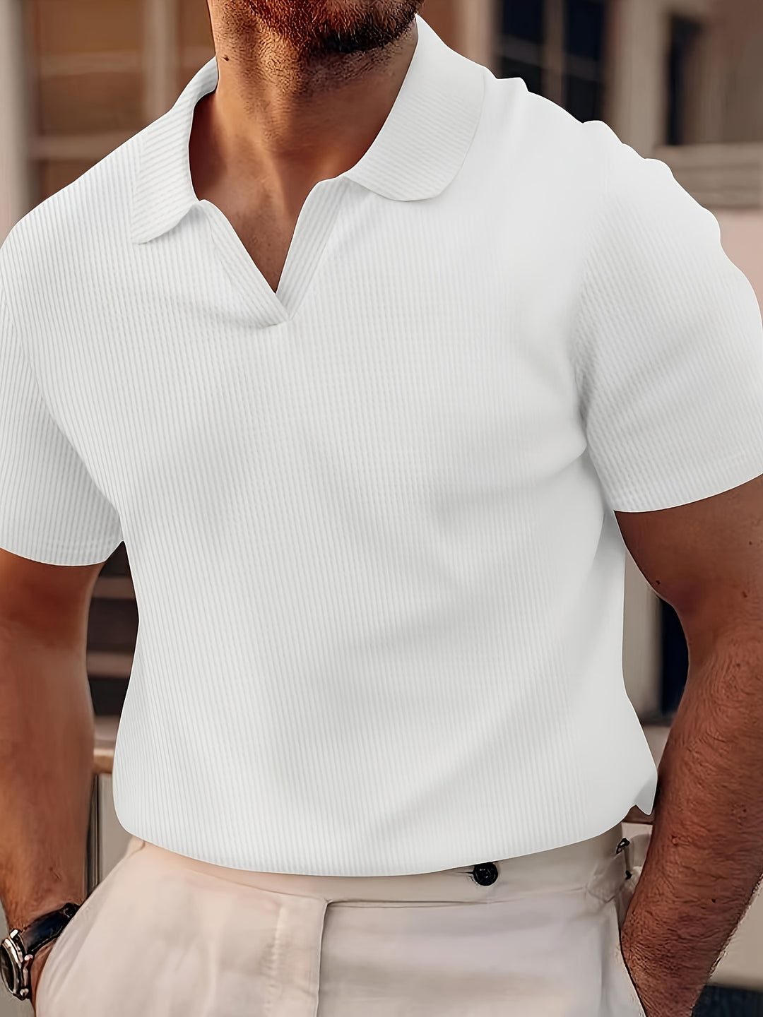 Polo a Costine da Uomo Colletto Ampio