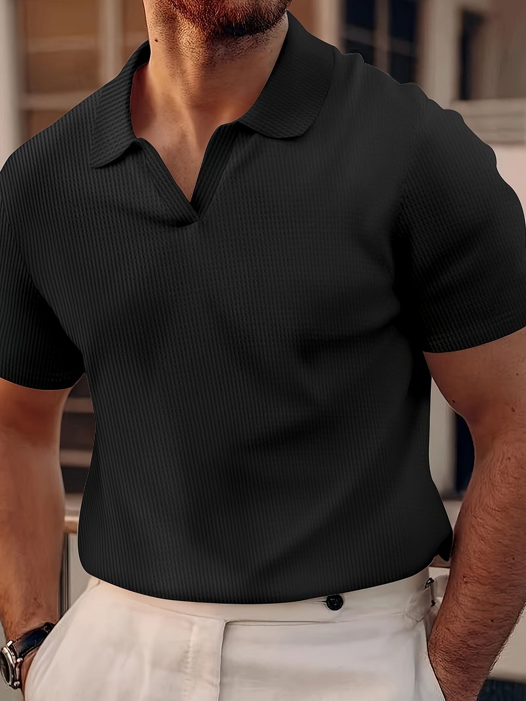 Polo a Costine da Uomo Colletto Ampio — foto 3