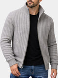 Cardigan Zip da Uomo Collo Alto a Costine