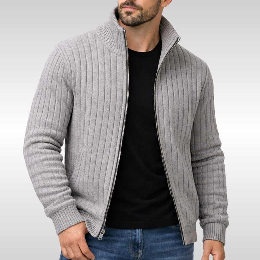 Cardigan Zip da Uomo Collo Alto a Costine — foto 2