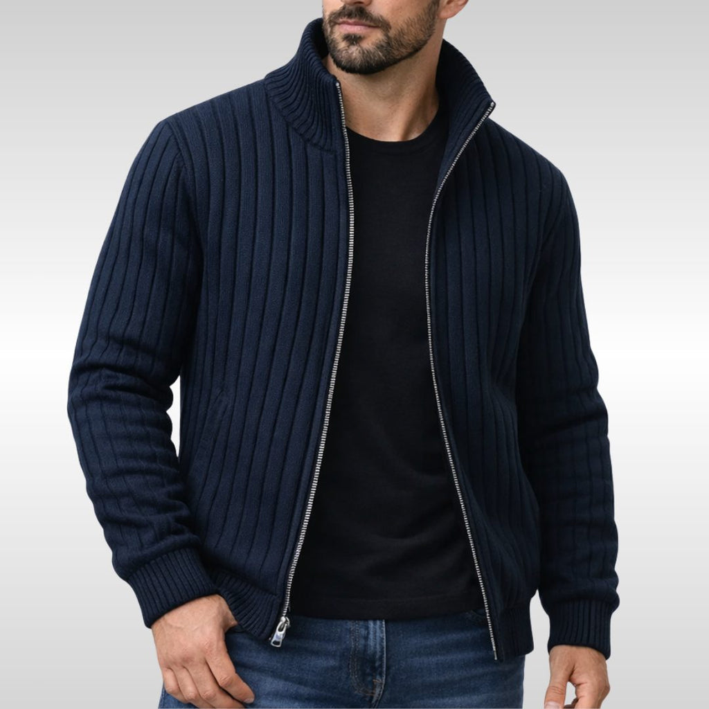 Cardigan Zip da Uomo Collo Alto a Costine — foto 3