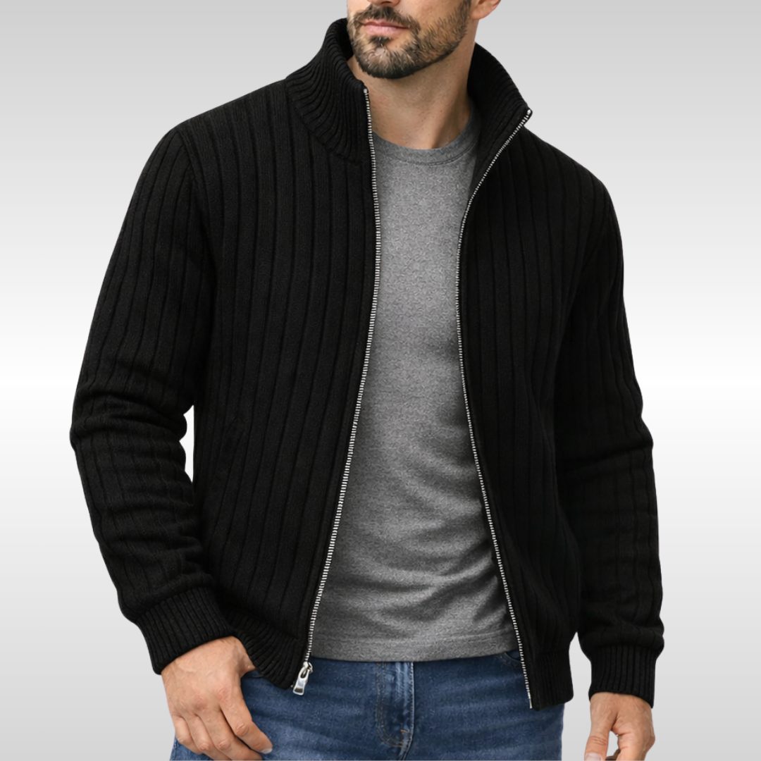 Cardigan Zip da Uomo Collo Alto a Costine — foto 4