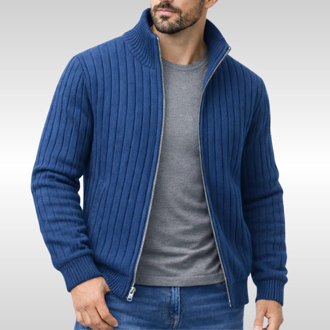 Cardigan Zip da Uomo Collo Alto a Costine — foto 5