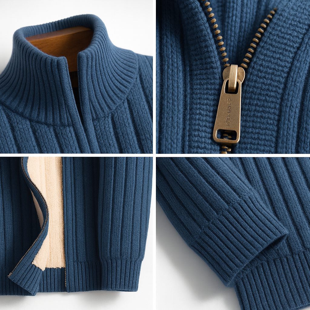 Cardigan Zip da Uomo Collo Alto a Costine — foto 6